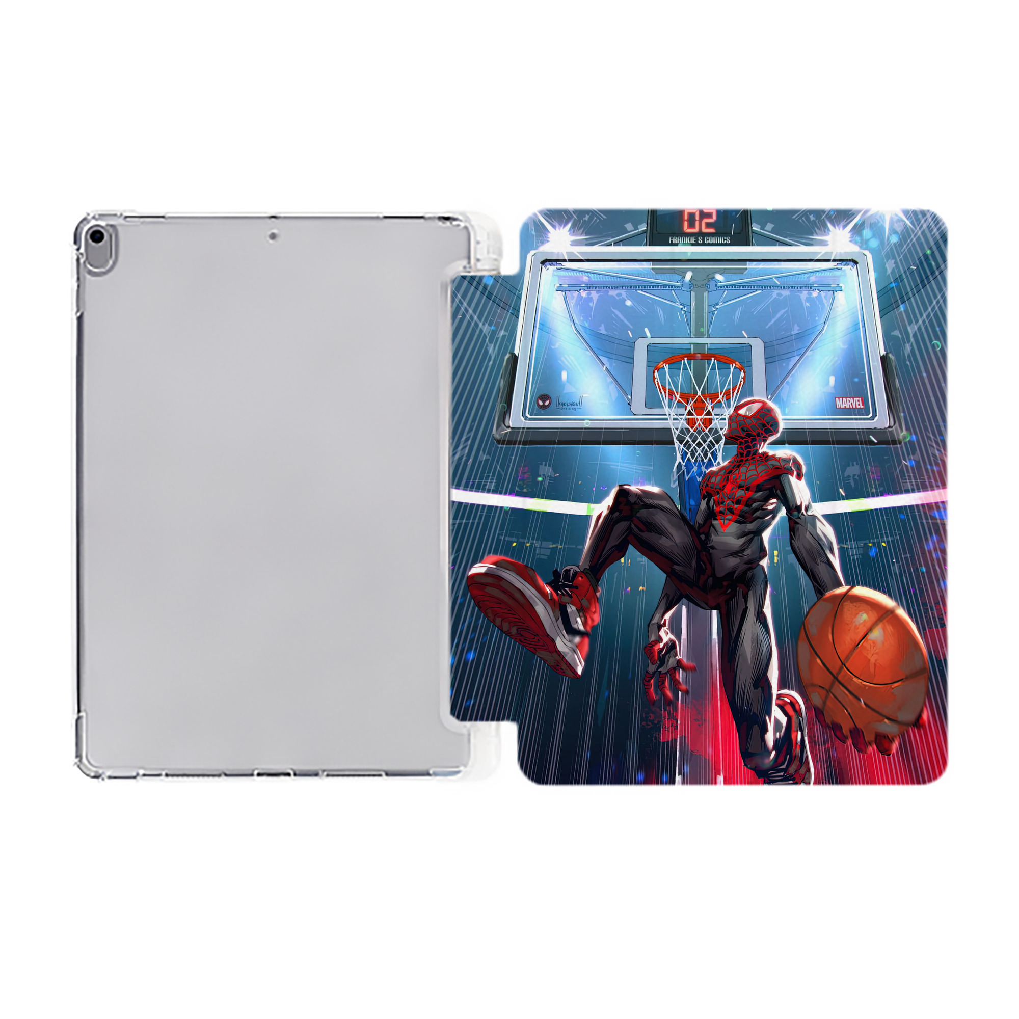 （画像用） Spider Man スパイダーマン IPad ケース ペン収納付き 三つ折りスタンド PUレザー×シリコン 対応機種9.5/10.5/10.9インチ
